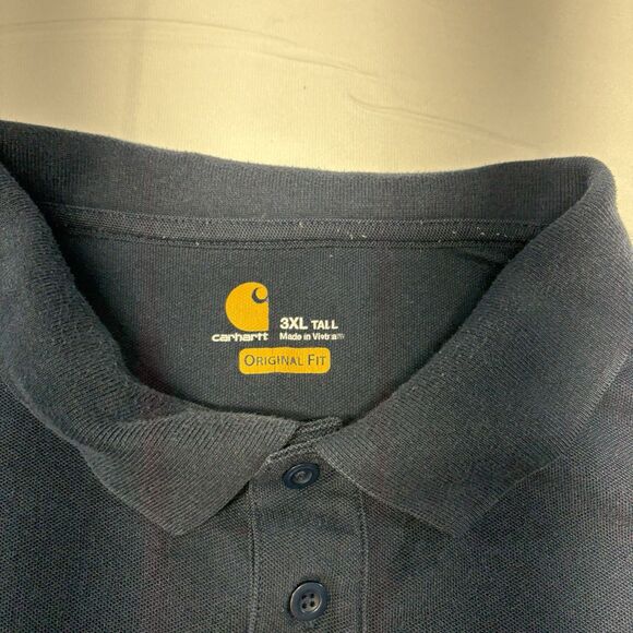 Carhartt Navy Blue Polo Collard Short Sleeve Dress Casual Shirt Men’s 3XL TALL - Picture 4 of 6